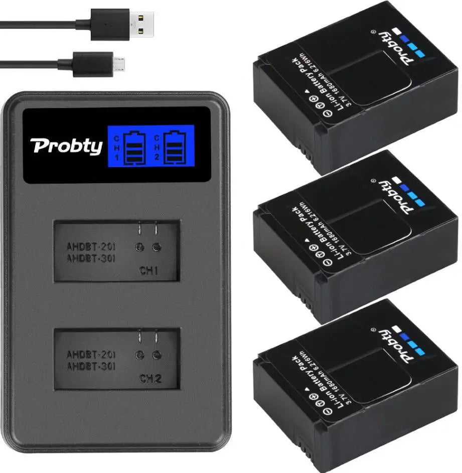 Batterie probty pour GoPro Hero3 Hero 3 + chargeur double