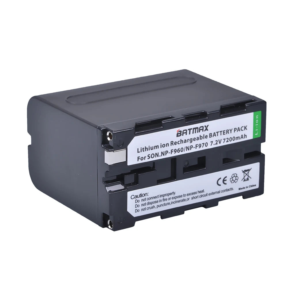 Batterie Batmax 7200mAh NP-F970 NP-F960 F960 F970 pour Sony NP-F550 NP-F750 PLM-100 CCD-TRV35 MVC-FD91 MC1500C pour lumière vidéo LED