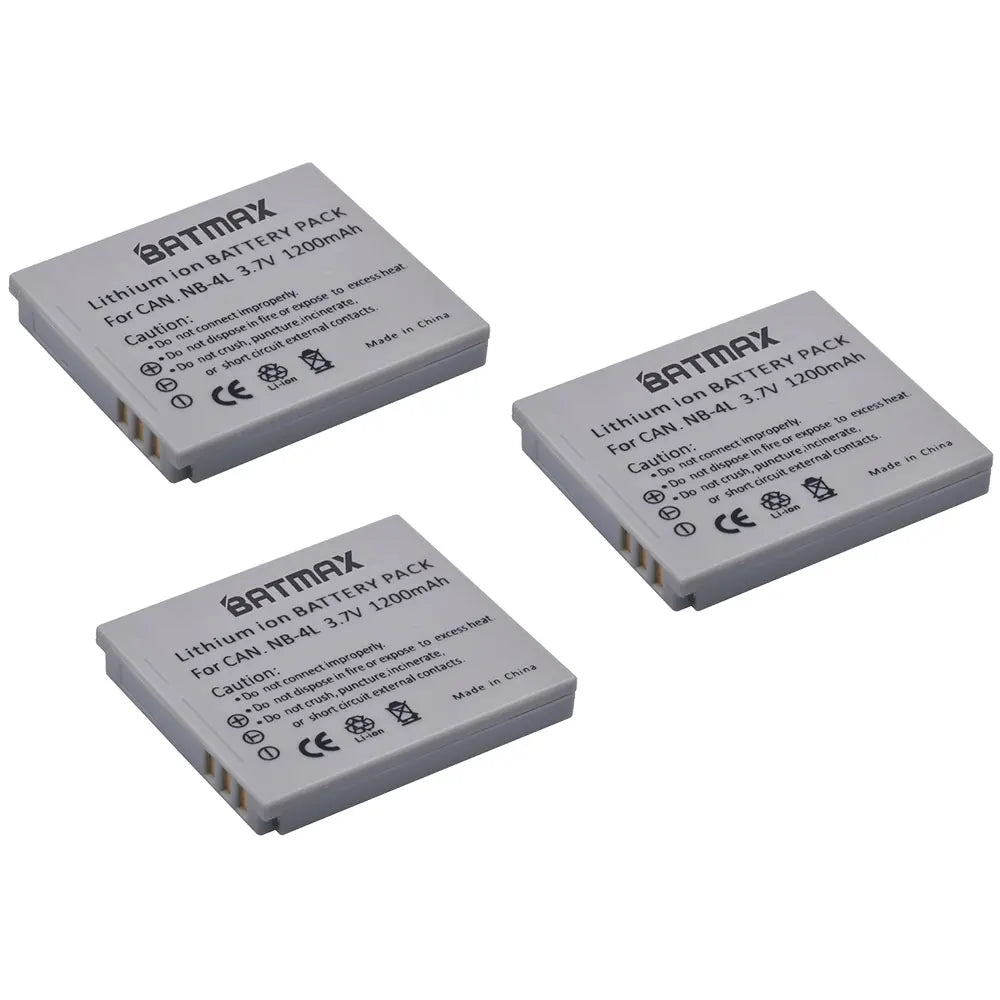 Batterie Batmax NB-4L NB4L + chargeur pour Canon IXUS 50 55 60 65 80 75 100 I20 110 115 120 130 IS 117 220 230 255 HS SD780