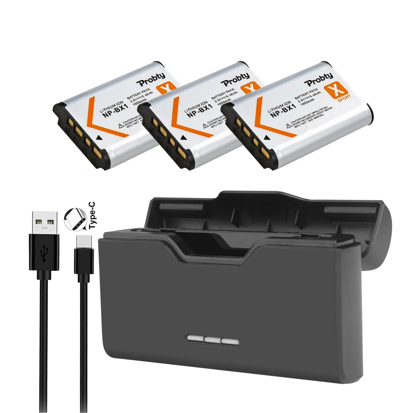 Batterie + chargeur rapide Probty NP-BX1 NP BX1 Bx1 1800mAh pour Sony ZV-1 ZV-1F DSC-RX100 WX500 HX300 AS300 M3 M2...