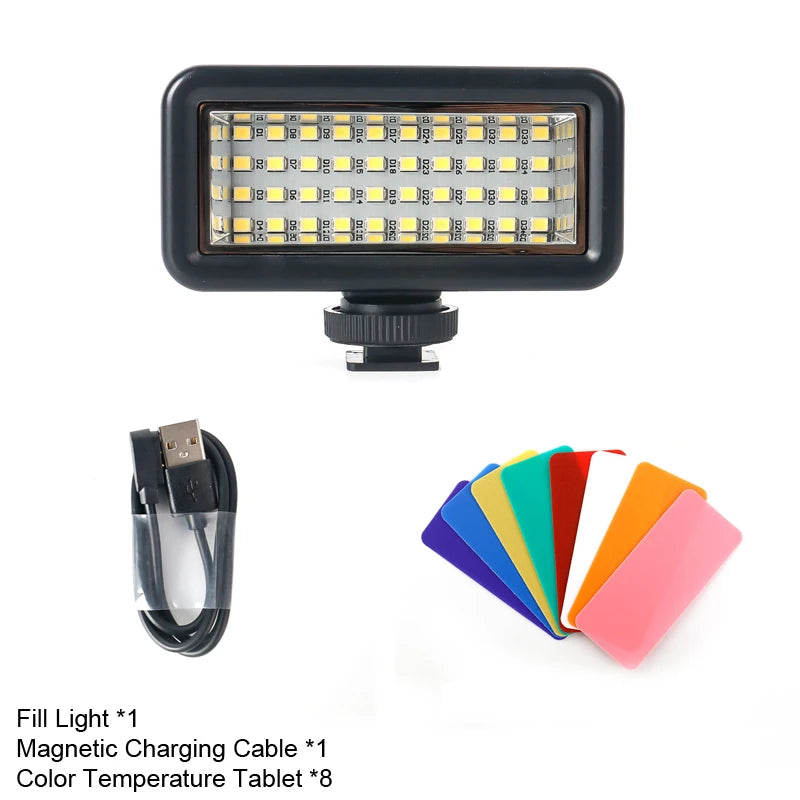 Lampe de plongée vidéo Led étanche, lampe sous-marine 40M pour GoPro 13 12 11 10 Sjcam Yi DJI Osmo, caméra d'action