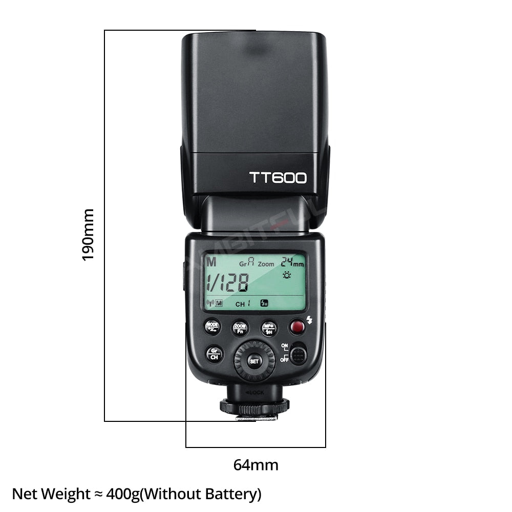 Flash maître/esclave Godox TT600 2.4G sans fil Speedlite avec système de déclenchement intégré pour Canon Nikon Pentax Olympus Fujif Sony