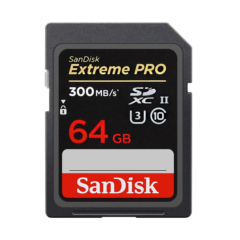 Carte mémoire SD SanDisk 64GB 128GB Max 300 Mb/s UHS-II professionnelles V90 SDXC haute vitesse pour appareil photo 8K 4k U3 C10