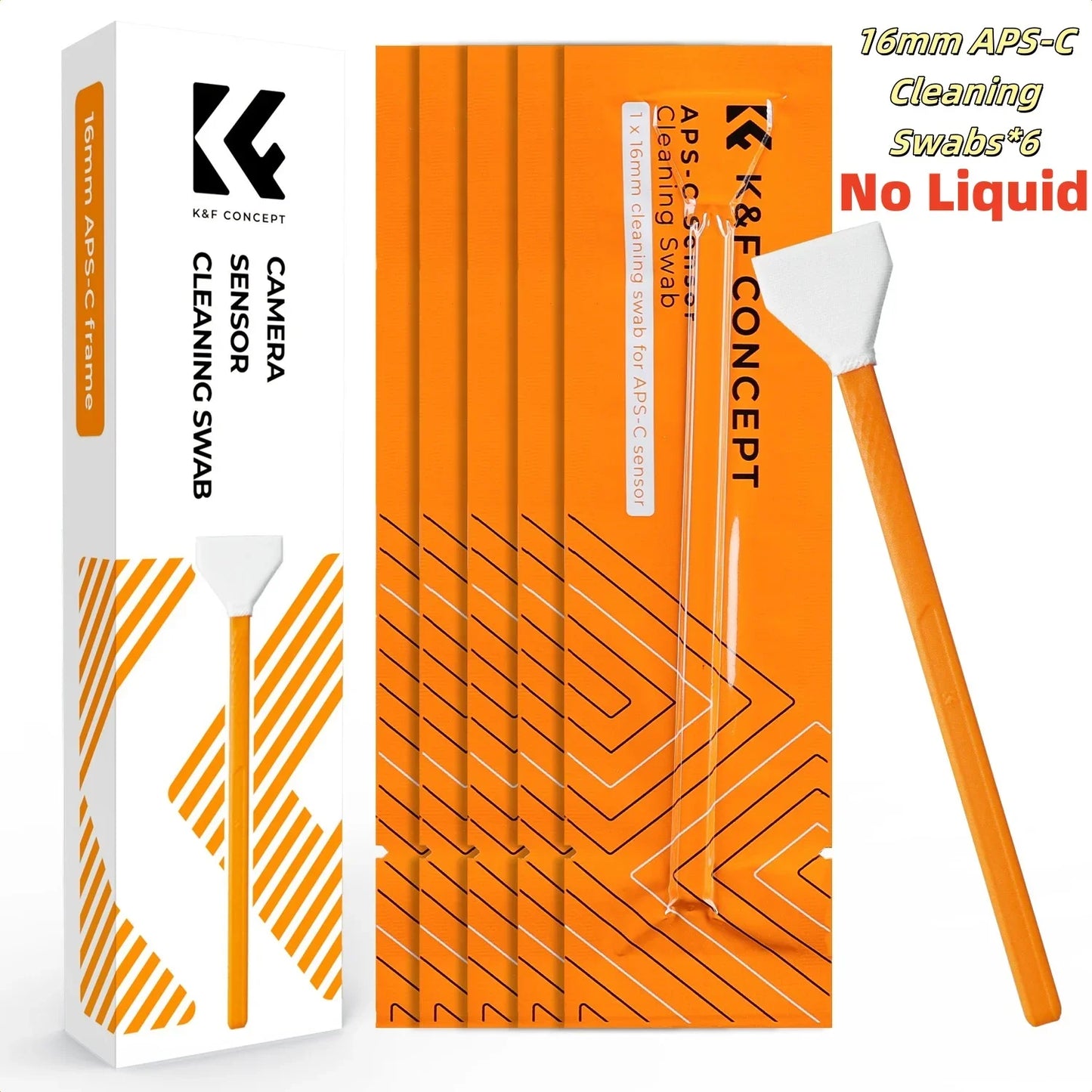 Kit de nettoyage K&F CONCEPT – tampon écouvillon de nettoyage pour capteur plein format 24mm/16mm APS-C *6 et kit de nettoyage liquide pour capteur 20ml