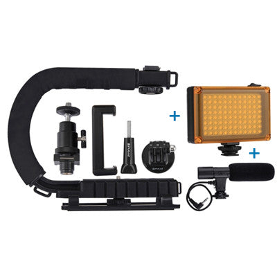 Mangrip Steadicam universal per a totes les càmeres rèflex digitals + LED i micròfon