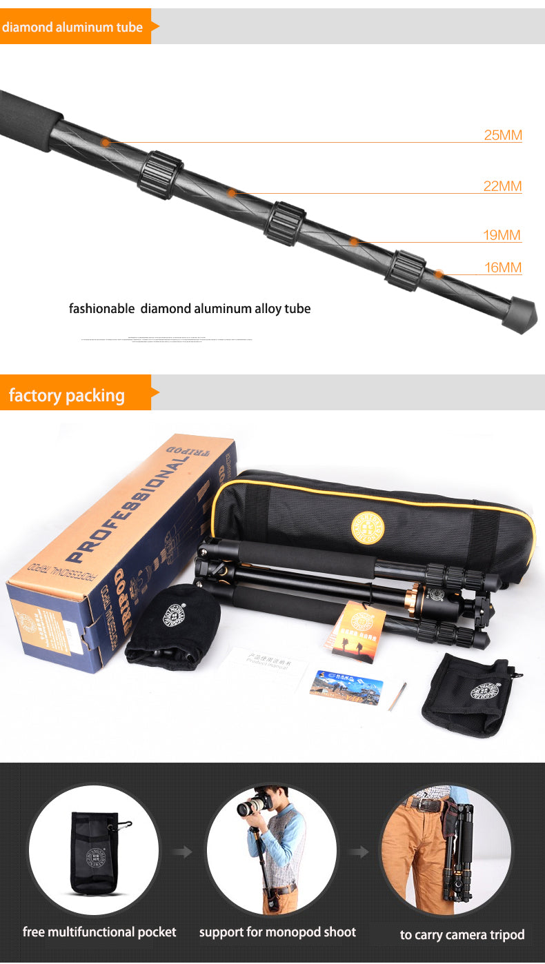 Trépied QHDT Q999H 156 cm 10kg rotation de la tête à 360°