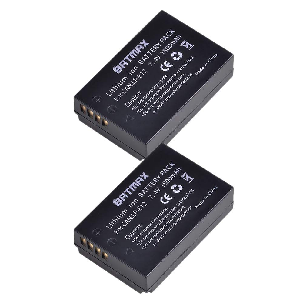 Batteries Batmax LP-E12 haute qualité *3 7.4v 1800mAh pour Canon EOS M M2 100D