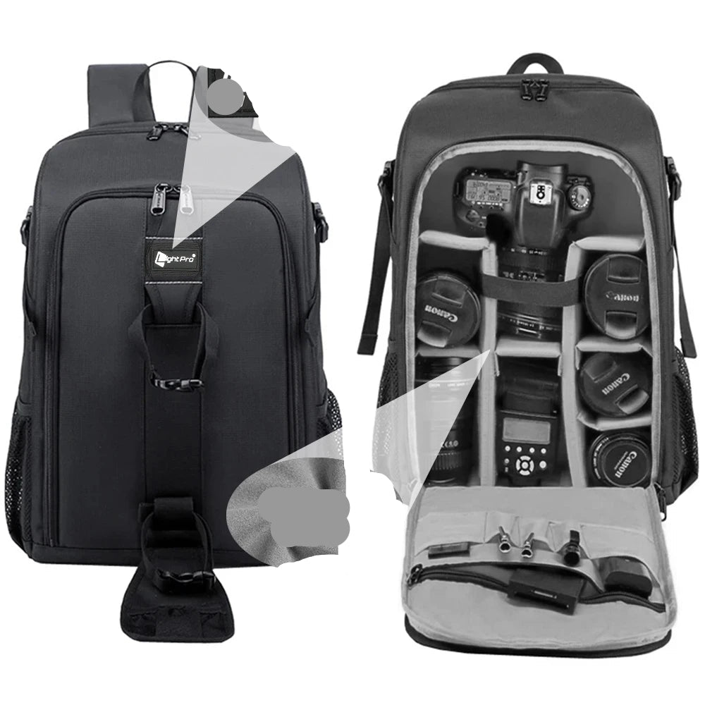 Sac à dos étanche Lightpro TS39 pour appareil photo de grande capacité, sac à bandoulière, sac pour trépied vidéo, housse de pluie pour Nikon, Sony, canon...