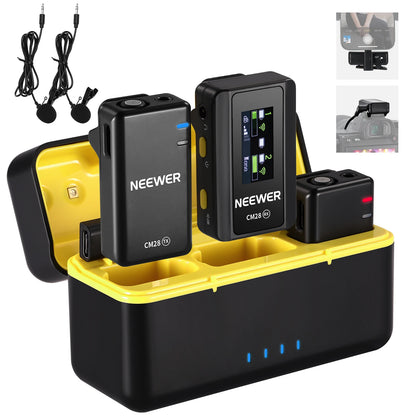 Microphone NEEWER CM28 sans fil avec étui de chargement 1 clic suppression du bruit micro pour appareil photo