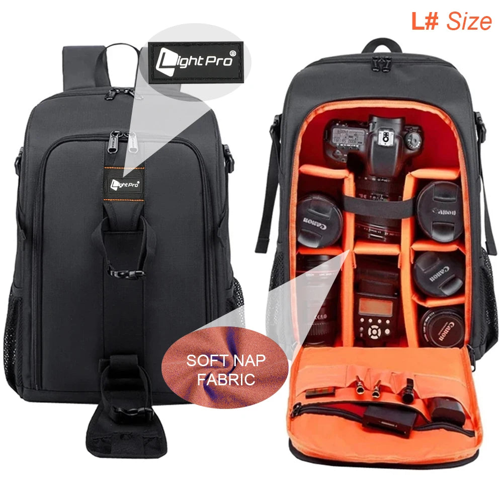 LigthtPro TS39 Large Capacity Waterproof Camera Backpack