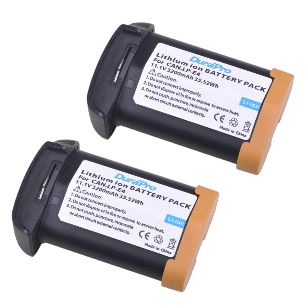 Batterie DuraPro LP-E4N LP-E4 + chargeur pour Canon EOS-1D C, EOS 1D Mark III, EOS 1Ds Mark III, EOS 1D Mark IV