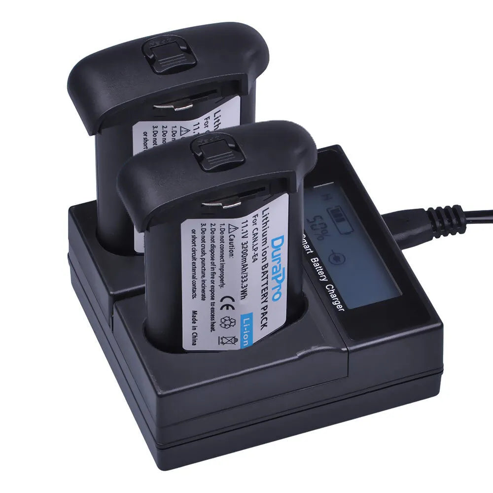 Batterie DuraPro LP-E4N LP-E4 + chargeur pour Canon EOS-1D C, EOS 1D Mark III, EOS 1Ds Mark III, EOS 1D Mark IV