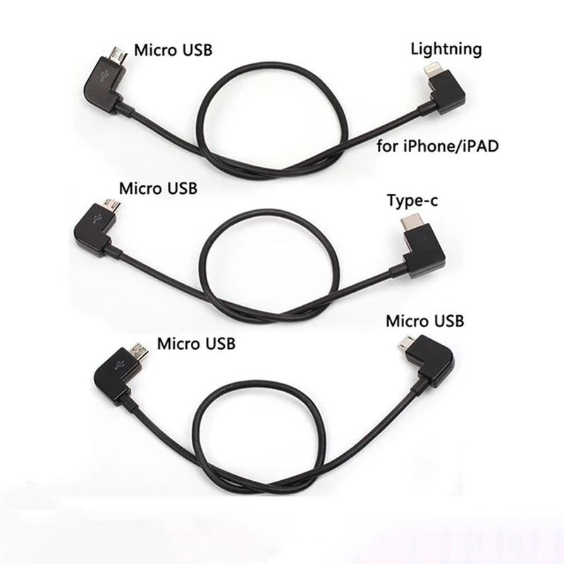 Câble de données pour drone DJI Spark/MAVIC Pro/Mavic 2 Control Micro USB vers Lighting/type C/Micro USB pour smartphone