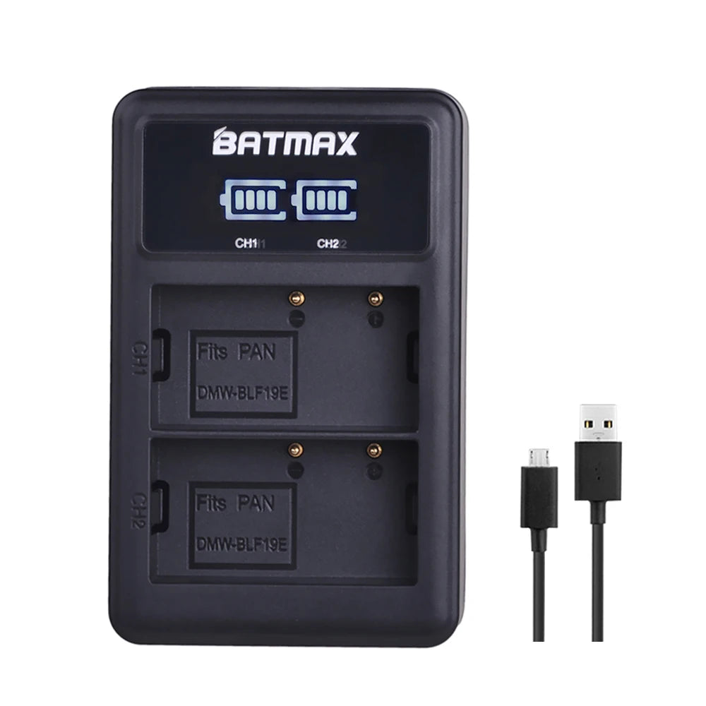 Batterie Batmax DMW-BLF19 DMW BLF19 DMW-BLF19e + chargeur LED USB pour Panasonic Lumix GH3 GH4 GH5 DMW-BLF19PP