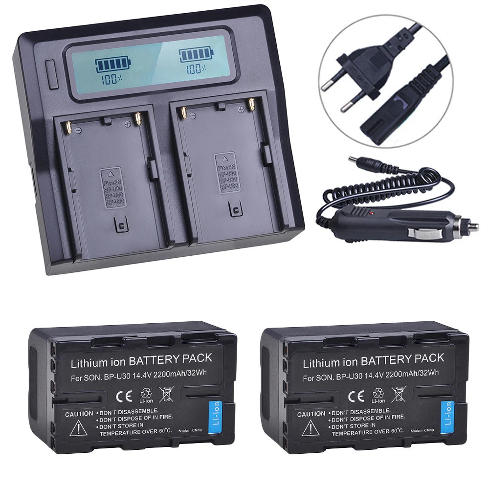 Batteries génériques + chargeur rapide double pour batteries BP-U30 BP U30 2200mAh pour sony FS7 FS5 x180 ...