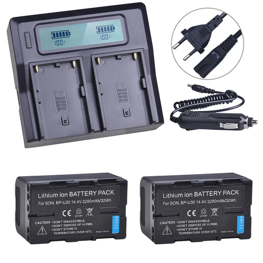 Batteries génériques + chargeur rapide double pour batteries BP-U30 BP U30 2200mAh pour sony FS7 FS5 x180 ...