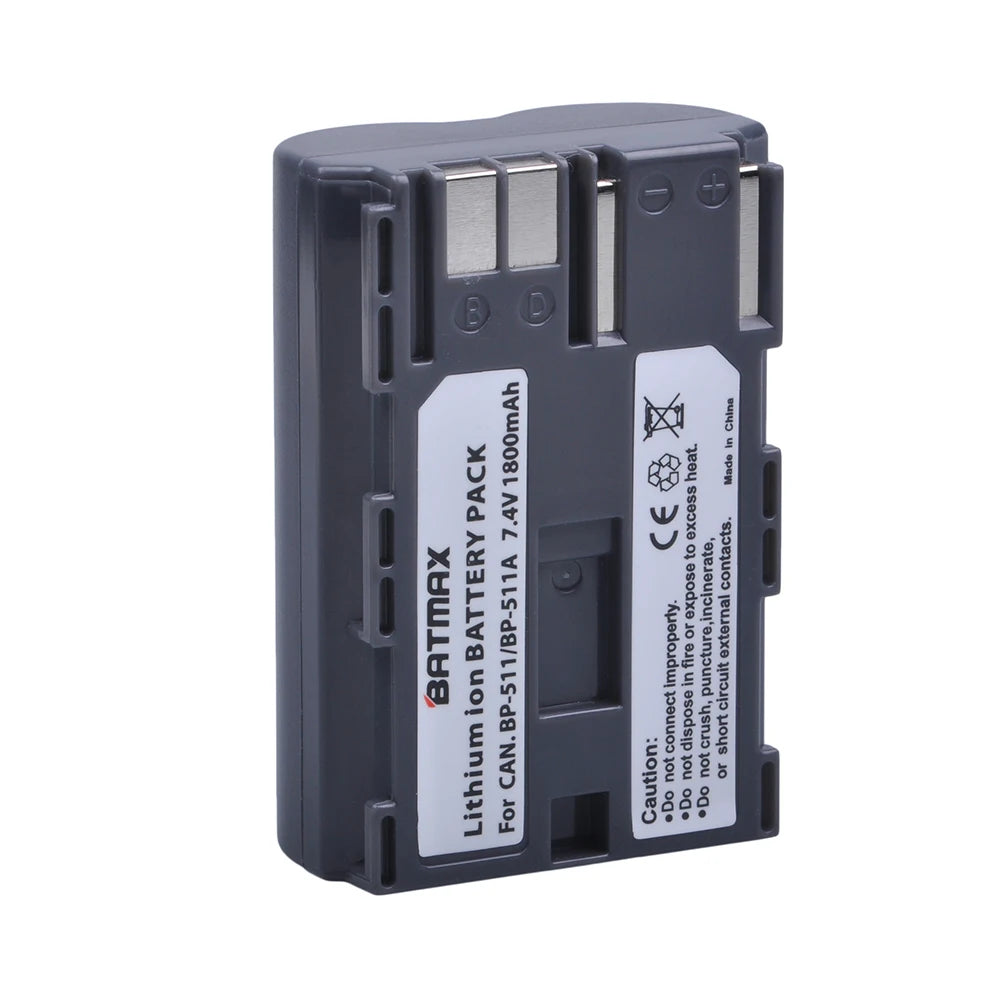 Batterie Batmax BP-511A BP-511 BP 511 511A BP511 BP511A avec double chargeur USB LED pour Canon EOS 40D 300D 5D 20D 30D 50D 10D D60 G6