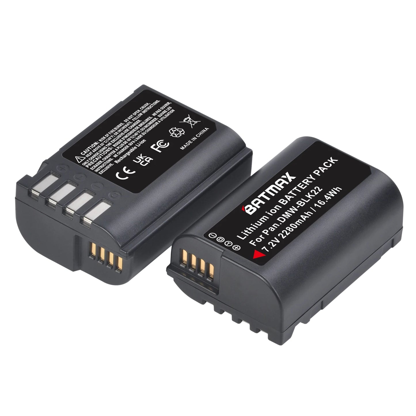 Batterie Batmax DMW-BLK22 BLK22 2280mAh + chargeur double pour Panasonic LUMIX DC-S5, DC-S5K, GH5 II, GH6, S5M2, S5M2X, GH5M2