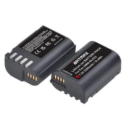 Batterie Batmax DMW-BLK22 BLK22 2280mAh + chargeur double pour Panasonic LUMIX DC-S5, DC-S5K, GH5 II, GH6, S5M2, S5M2X, GH5M2