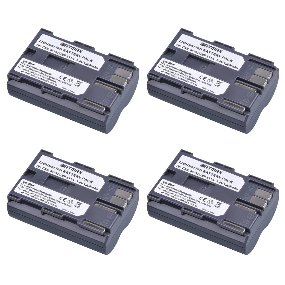 Batterie Batmax BP-511A BP-511 BP 511 511A BP511 BP511A avec double chargeur USB LED pour Canon EOS 40D 300D 5D 20D 30D 50D 10D D60 G6