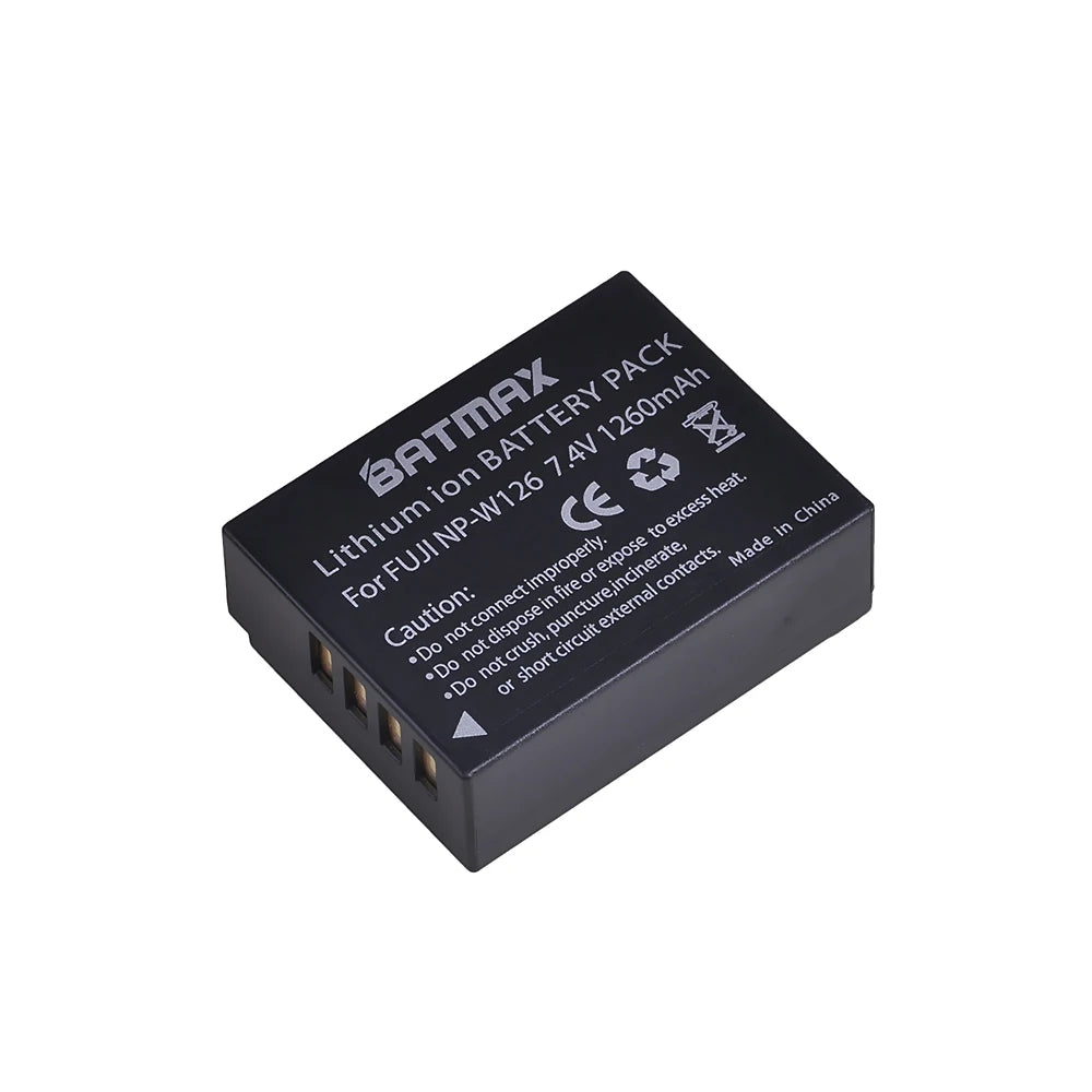 Batterie Batmax 1260mAh NP-W126 NP W126 NP-W126S W126S + chargeur double pour Fuji X-Pro1 XPro1 X-T1 XT1,HS30EXR HS33EXR X PRO1
