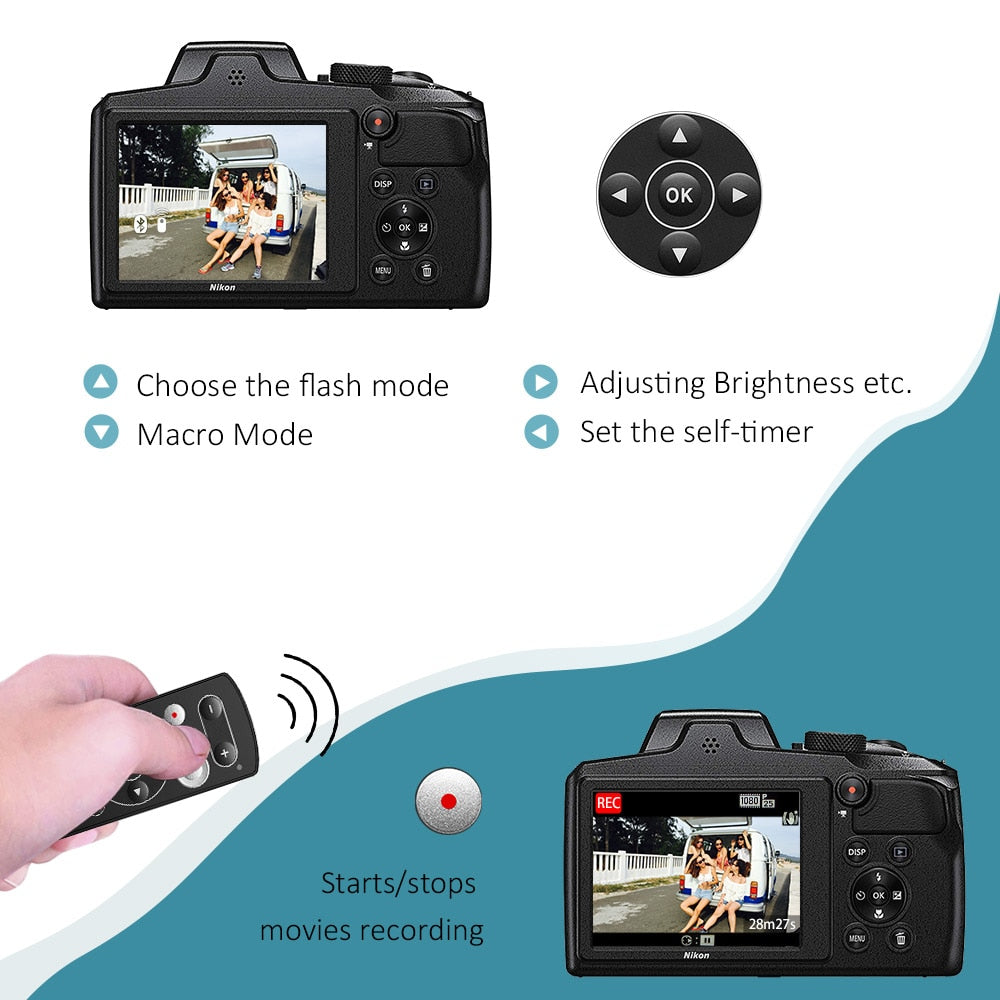 Télécommande Aodelan ML-L7A sans fil Bluetooth pour Nikon Z30 Z6II Z7II A1000 B600 P1000 P950 Z50