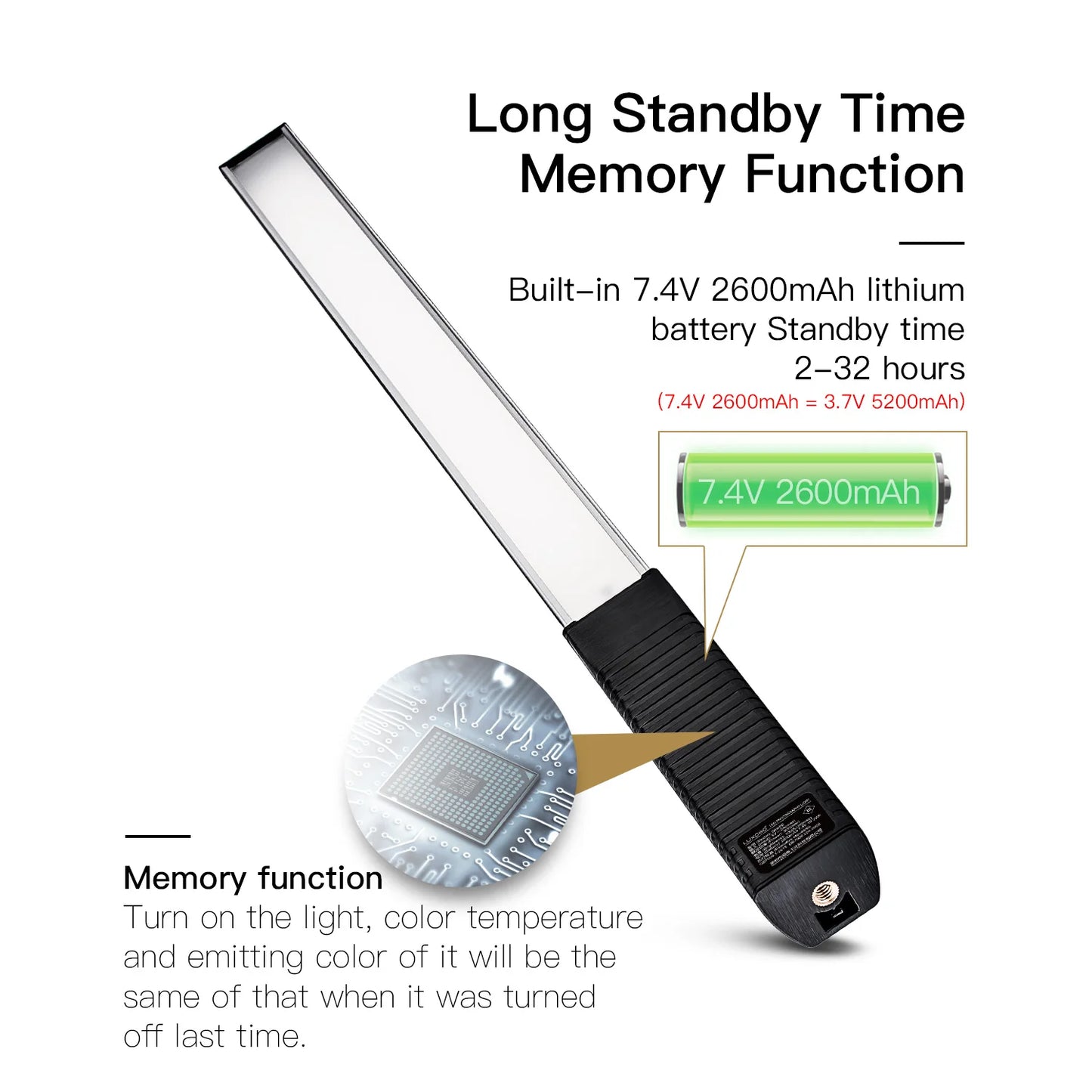 Eclairage LED portable LUXCEO Q508A Lampe vidéo RVB pour photographie, baguette d'éclairage 1000 lumens CRI 95+ 3000 K-6000 K, lampe télécommandé, 36 couleurs sabre laser portatif