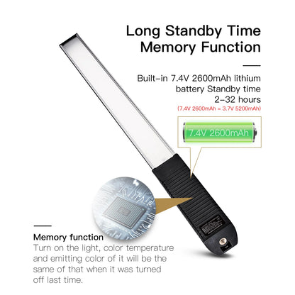 Eclairage LED portable LUXCEO Q508A Lampe vidéo RVB pour photographie, baguette d'éclairage 1000 lumens CRI 95+ 3000 K-6000 K, lampe télécommandé, 36 couleurs sabre laser portatif