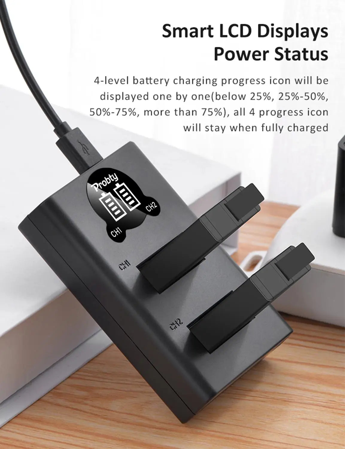 Batterie Probty pour Gopro max Gopro max 360 + chargeur double