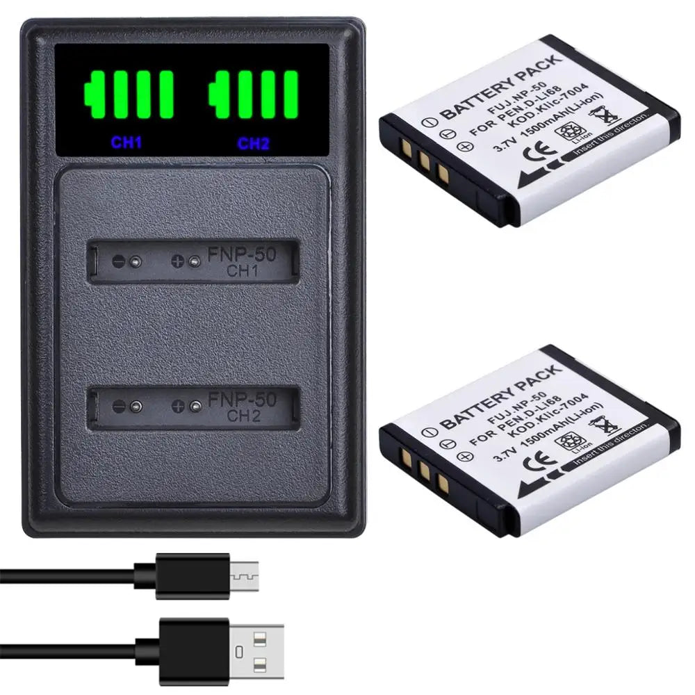 Batterie Batmax NP-50 NP50 + Chargeur Pour Nigit Vision Caméra pour FUJIFILM pour Pentax D-Li68 pour KODAK KLIC-7004