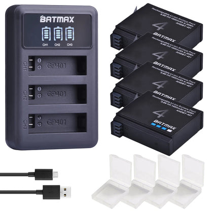 Batterie Batmax 1680mAh pour Gopro Hero 4 + chargeur 3-Slots