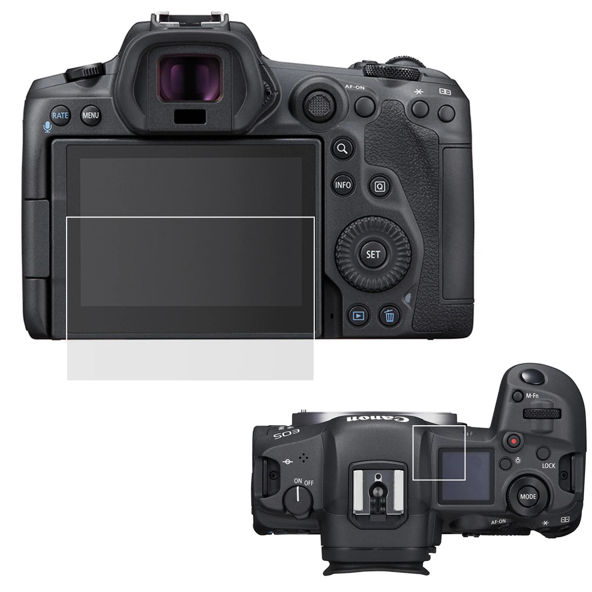 Verre de protection en verre du Guatemala écran LCD + écran du haut pour appareil photo canon EOS R1 R3 R5 Mark II R5s R5C