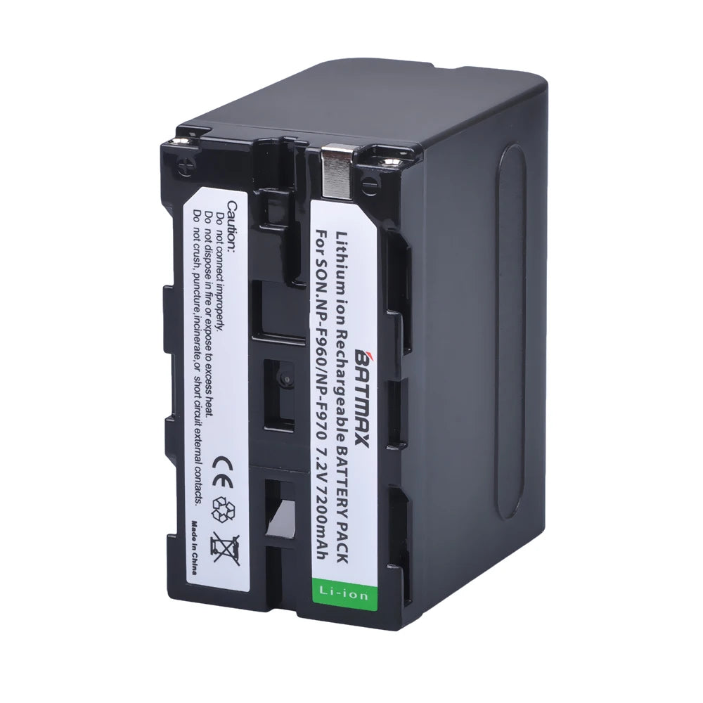 Batterie Batmax 7200mAh NP-F970 NP-F960 F960 F970 pour Sony NP-F550 NP-F750 PLM-100 CCD-TRV35 MVC-FD91 MC1500C pour lumière vidéo LED