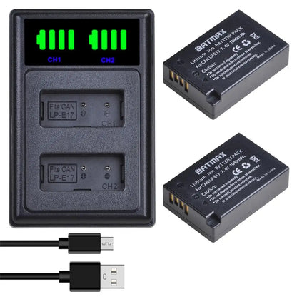 Batterie + chargeur double Batmax LP-E17 LPE17 LP E17 pour Canon EOS R8 R10 RP R50 200D 250D M3 M5 M6 750D 760D T6s 800D T8i