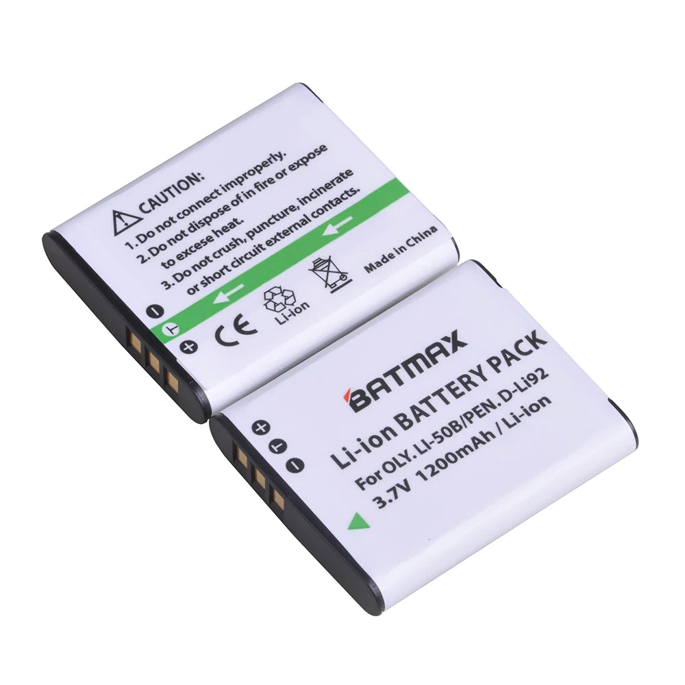 Batterie Batmax Li-50B Li 50B D-LI92 + chargeur pour Olympus SP 810 800UZ u6010 u6020 u9010 SZ14 SZ16 D755 u1010 SZ30 SZ20