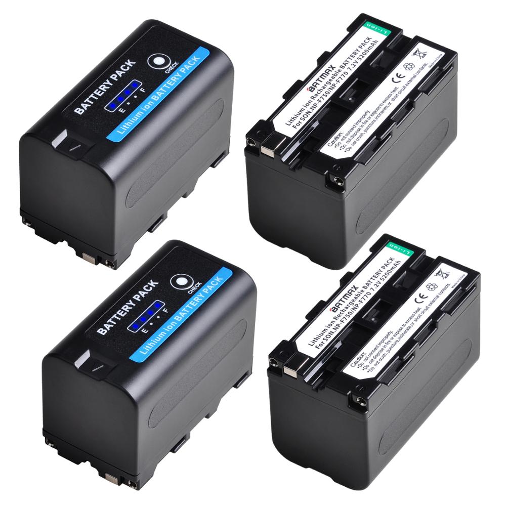 Batteries NP-F750 Batmax 4X 5200mAh pour sony NP F750 F730 F770 avec indicateur LED de puissance + chargeur double LCD pour Sony CCD-TRV215 CCD-TR917