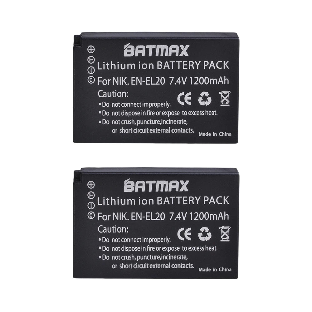 Batterie Batmax EN-EL20 EN-EL20A EN EL20 EN EL20a + chargeur double LED USB pour Nikon Coolpix P1000, Nikon S1 J1, J2, J3 Nikon1 AW1