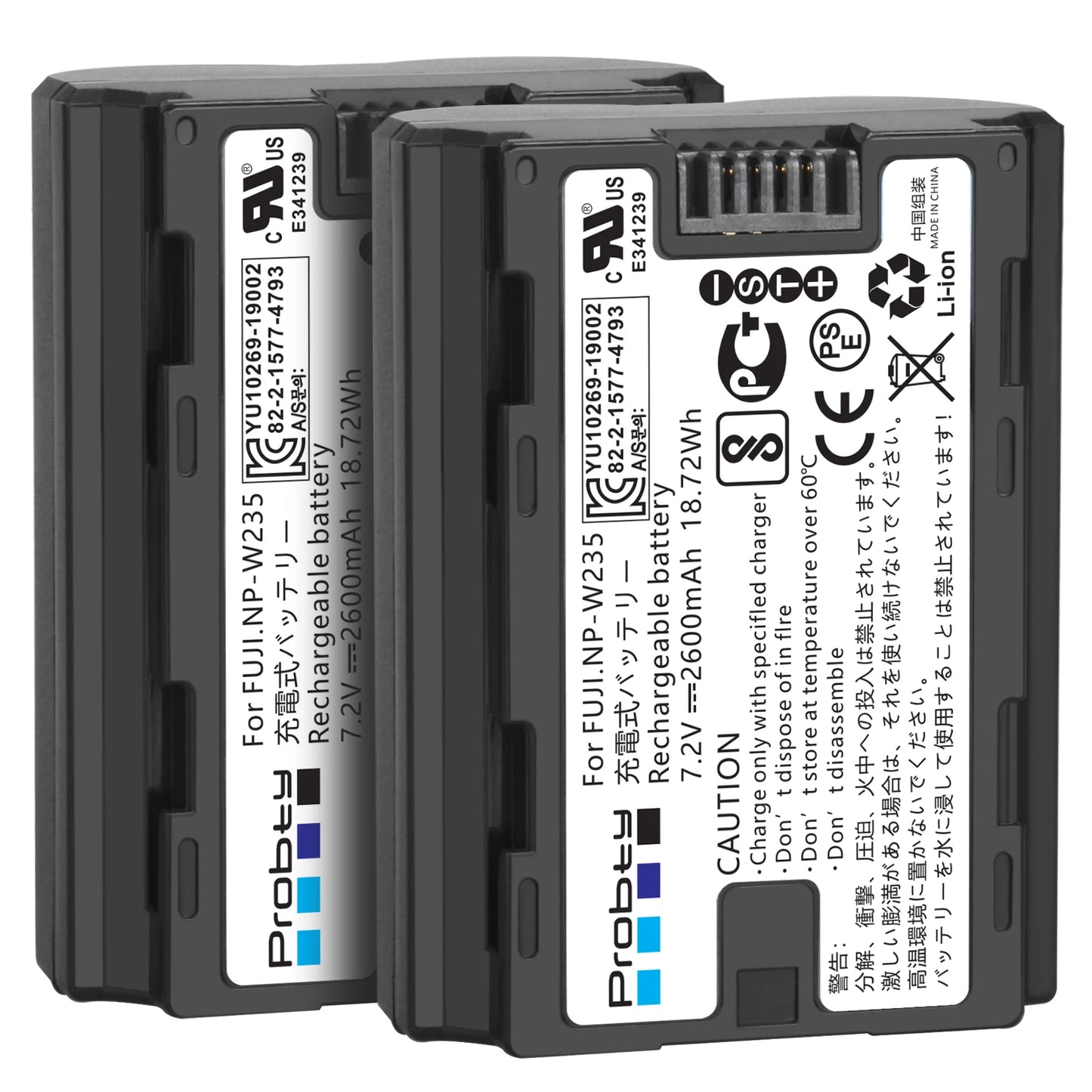 Batterie Probty 2600mAh NP-W235 NP W235 + chargeur double pour Fujifilm X-T5 X-T4 GFX 100S X-H2S GFX 50S II VG-XT4 Grip