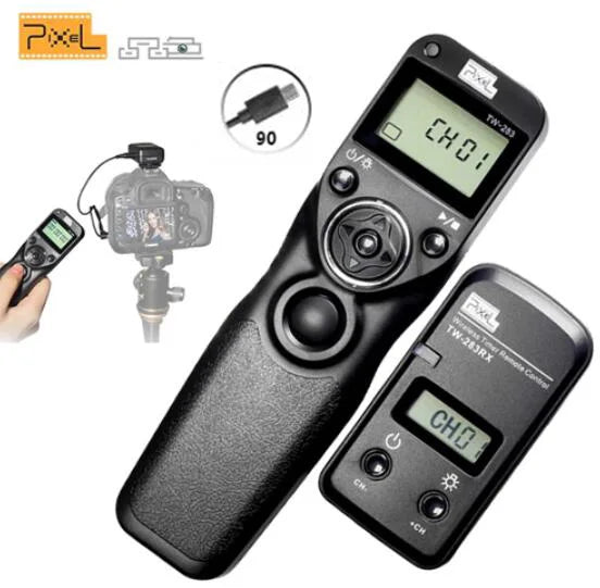 Cable de control remot sense fil Pixel TW-283 amb temporitzador i disparador (DC0 DC2 N3 E3 S1 S2) per a Canon Nikon Sony Panasonic