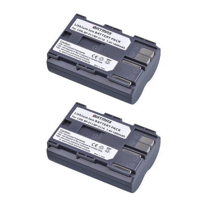 Batterie Batmax BP-511A BP-511 BP 511 511A BP511 BP511A avec double chargeur USB LED pour Canon EOS 40D 300D 5D 20D 30D 50D 10D D60 G6