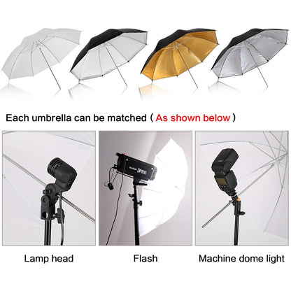 Parapluie réflecteur blanc, or, argent, noir sans support, pour studio photo, photographie, vidéo, 83cm, 4 pièces