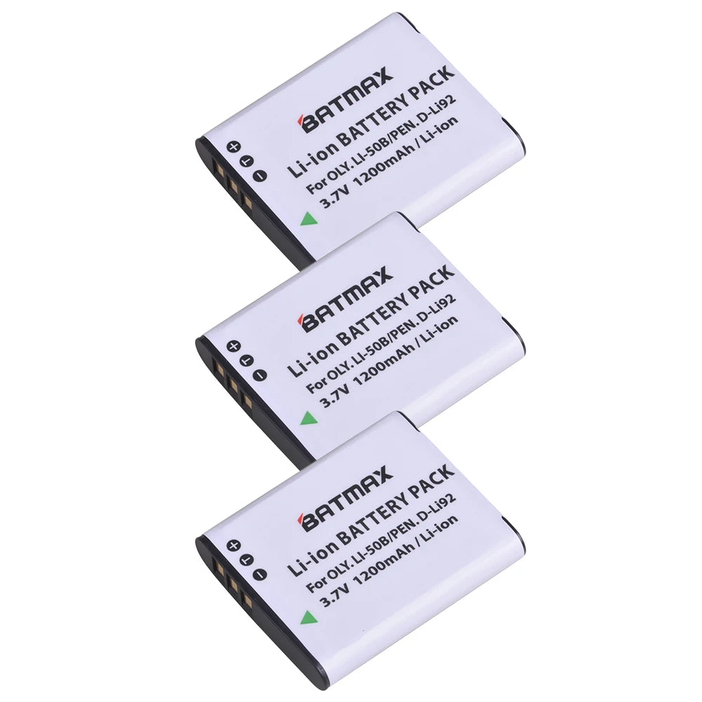 Batterie Batmax Li-50B Li 50B D-LI92 + chargeur pour Olympus SP 810 800UZ u6010 u6020 u9010 SZ14 SZ16 D755 u1010 SZ30 SZ20