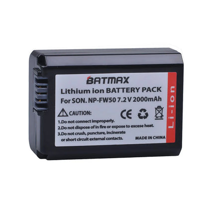 Batterie Batmax 2000mAh NP-FW50 NPFW50 + chargeur LCD double USB pour Sony NEX-7 NEX-5R NEX-F3 NEX-3D Alpha a5000 a6000 a7ii a7rii...