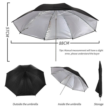 Parapluie réflecteur blanc, or, argent, noir sans support, pour studio photo, photographie, vidéo, 83cm, 4 pièces