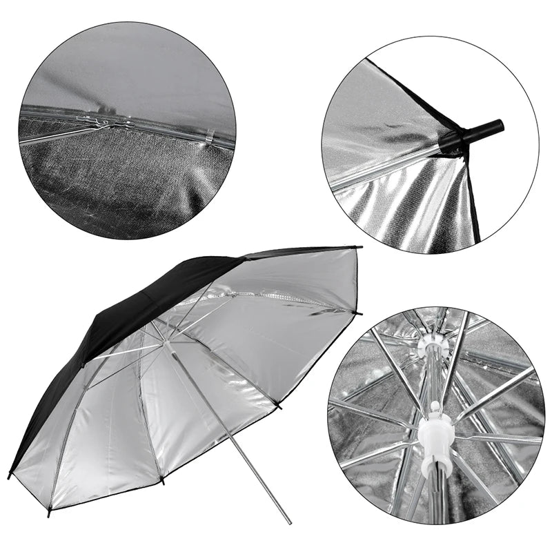 Parapluie réflecteur blanc, or, argent, noir sans support, pour studio photo, photographie, vidéo, 83cm, 4 pièces