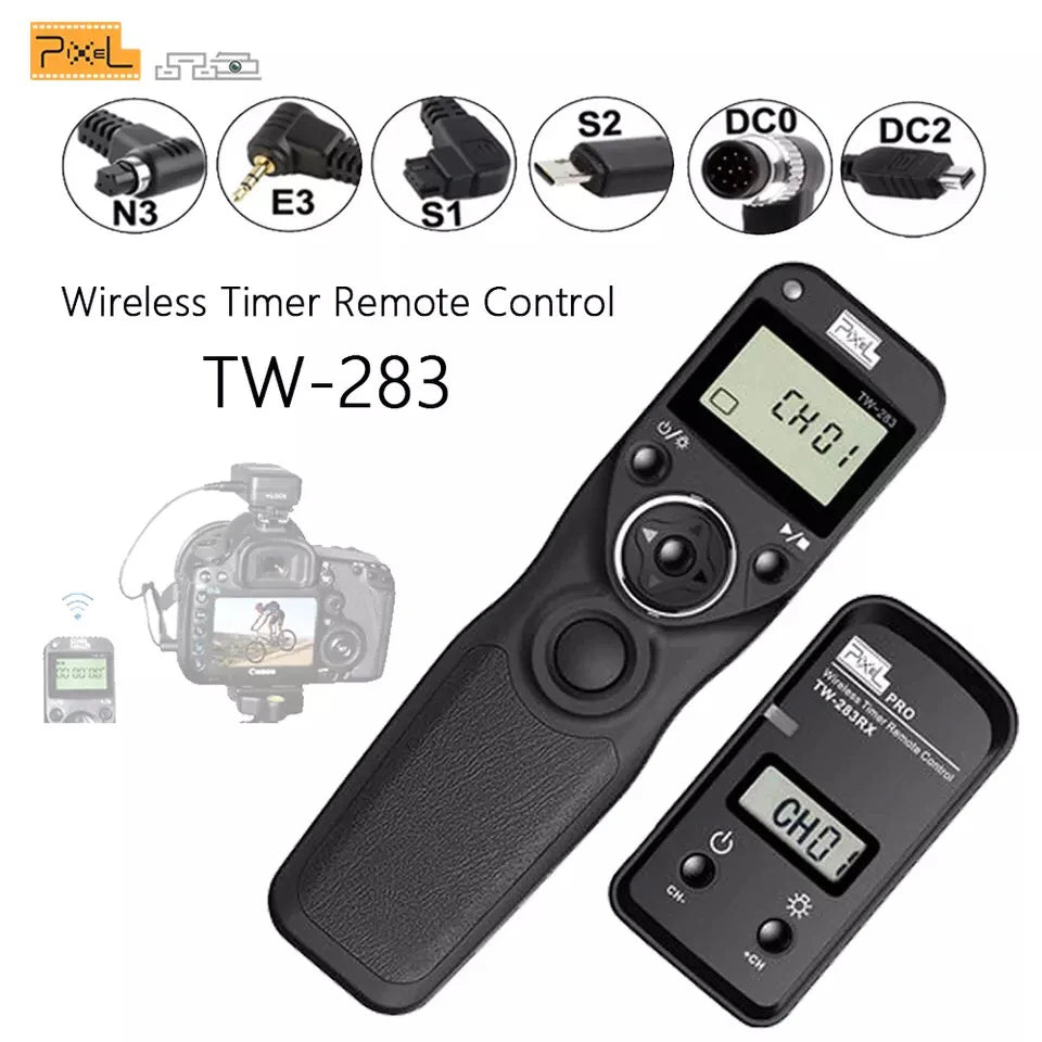 Cable de control remot sense fil Pixel TW-283 amb temporitzador i disparador (DC0 DC2 N3 E3 S1 S2) per a Canon Nikon Sony Panasonic