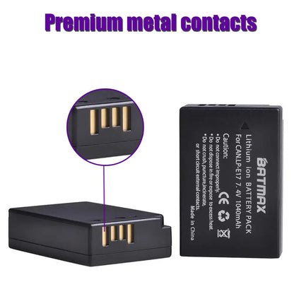 Batterie + chargeur double Batmax LP-E17 LPE17 LP E17 pour Canon EOS R8 R10 RP R50 200D 250D M3 M5 M6 750D 760D T6s 800D T8i