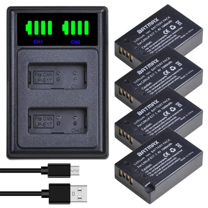 Batterie + chargeur double Batmax LP-E17 LPE17 LP E17 pour Canon EOS R8 R10 RP R50 200D 250D M3 M5 M6 750D 760D T6s 800D T8i