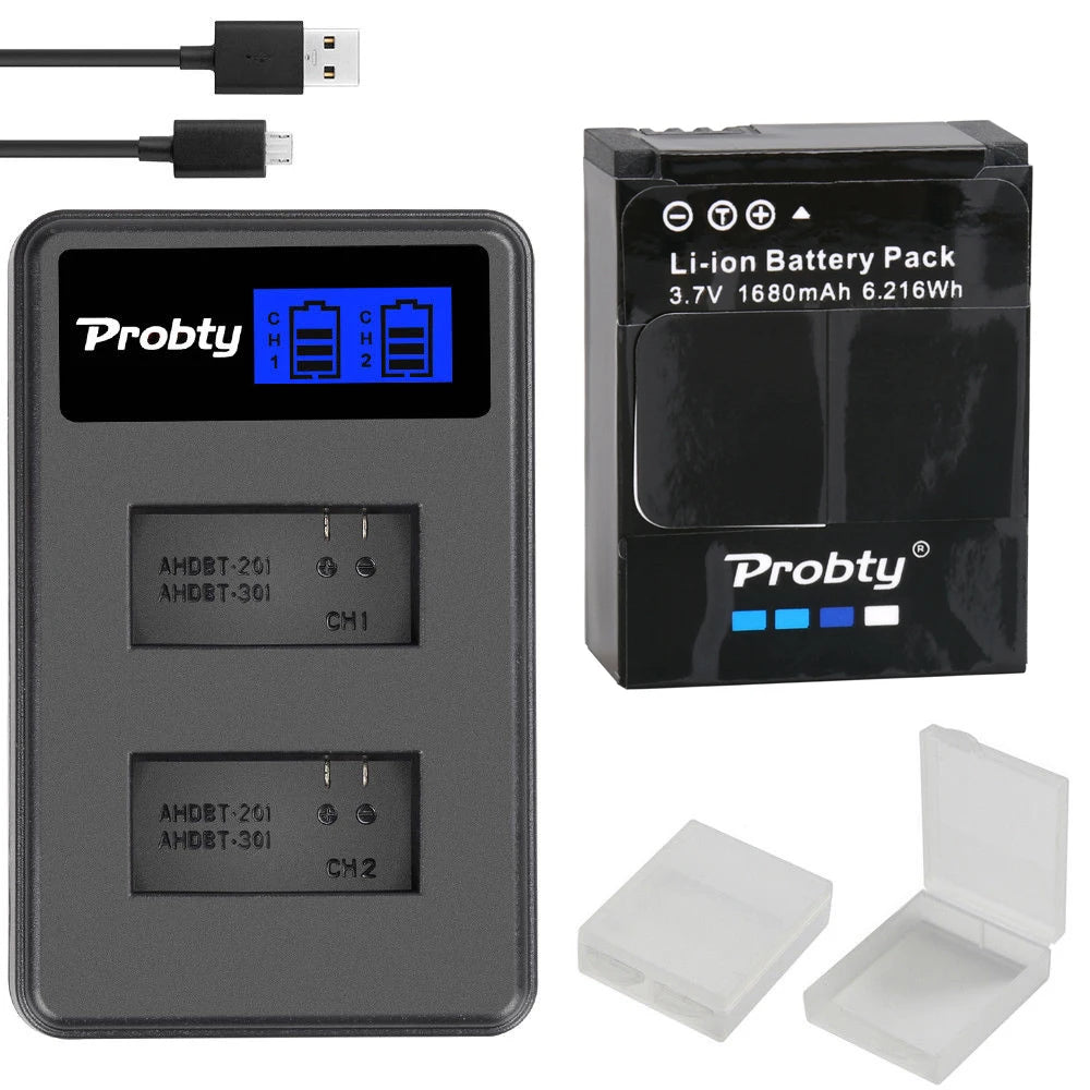 Batterie probty pour GoPro Hero3 Hero 3 + chargeur double