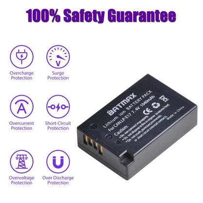 Batterie + chargeur double Batmax LP-E17 LPE17 LP E17 pour Canon EOS R8 R10 RP R50 200D 250D M3 M5 M6 750D 760D T6s 800D T8i